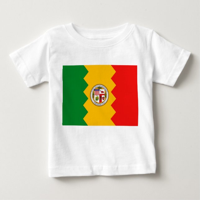 T-shirt bébé avec drapeau de Los Angeles, U.S.A. (Devant)