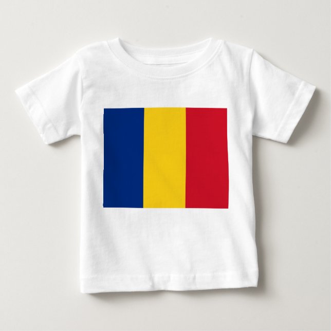 T-shirt bébé avec drapeau de Roumanie (Devant)
