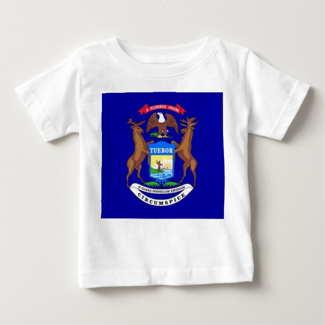 T-shirt bébé avec drapeau du Michigan, États-Unis (Devant)