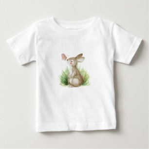 T-shirt bébé avec lapin et papillon.