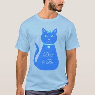 T-shirt Bébé Bleu mignon chat Personnalisé Papa à être