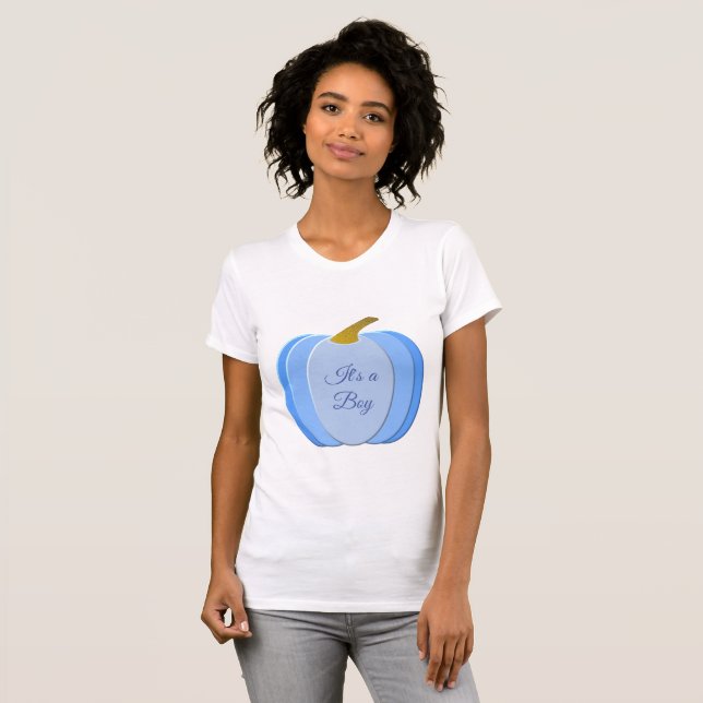 T-shirt Bébé Bleu mignon Citrouille Personnalisé (Devant entier)