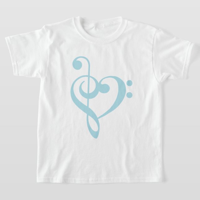 T-shirt Bébé Bleu Treble Clef & Basse Clef Coeur (Poser)