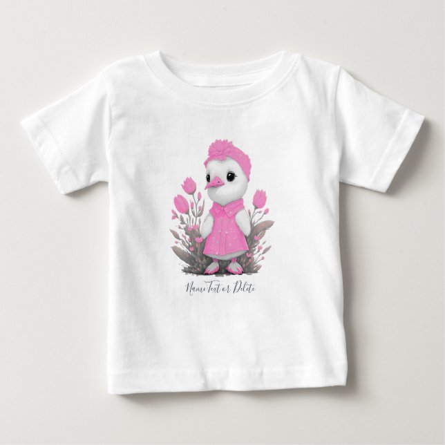 T-shirt bébé canard rose (Devant)