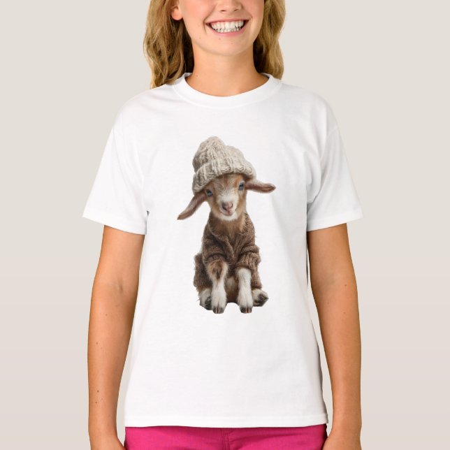T-shirt Bébé Chèvre Enfant Casquette (Devant)