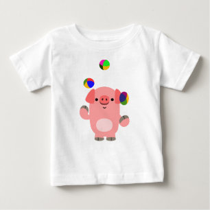 T-shirt bébé cochon en caricature jonglage mignon