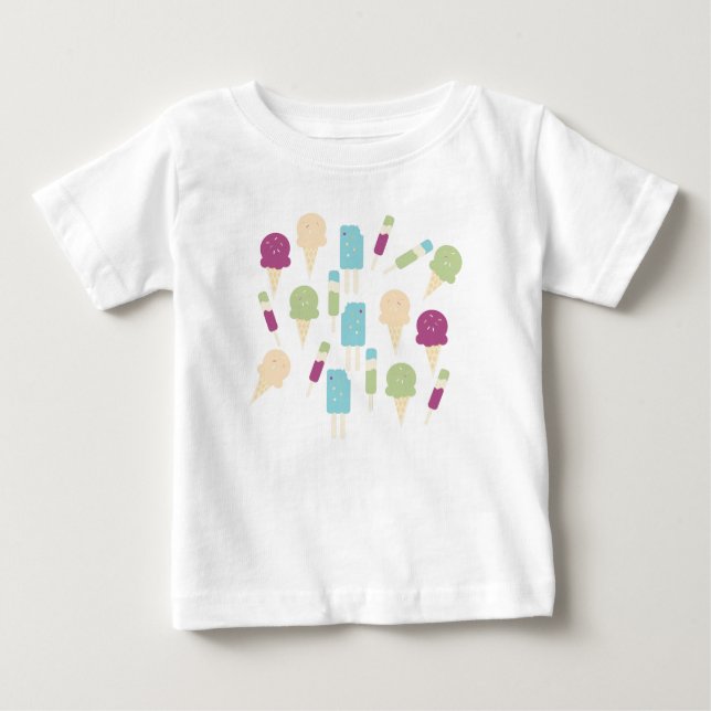 T-shirt bébé crème glacée colorée d'anniversaire (Devant)