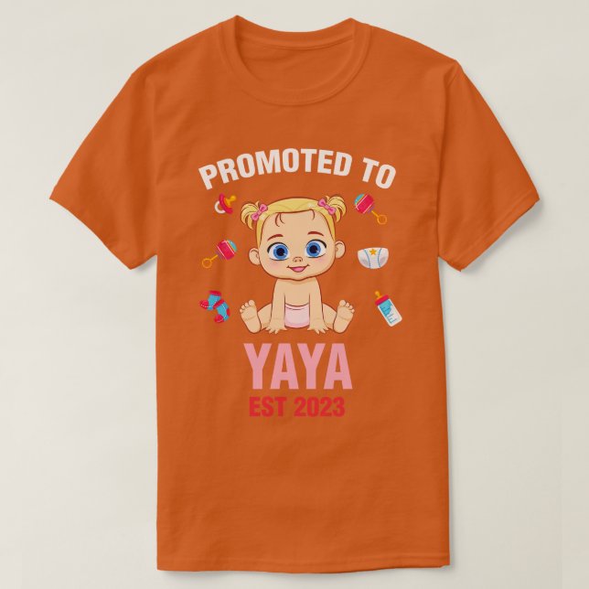T-shirt Bébé Cute Promu À Yaya Est 2023 Anniversaire (Design devant)