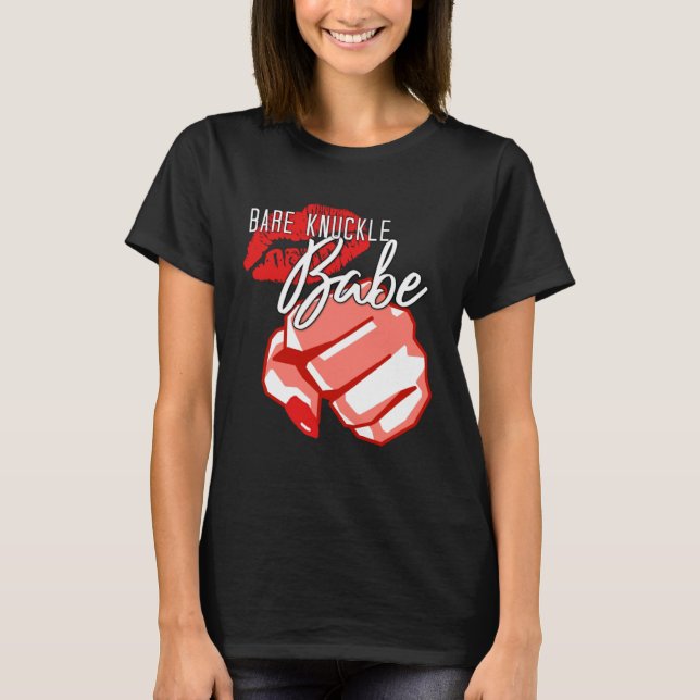 T-shirt Bébé de boxe Knuckle nu avec rouge à lèvres et pol (Devant)