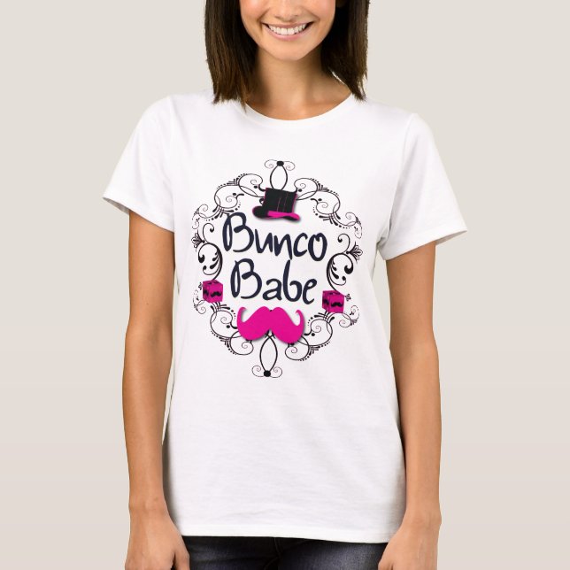 T-shirt Bébé de Bunco avec le casquette supérieur rose et (Devant)