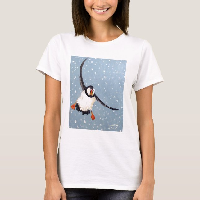 T-shirt "Bébé de dames d'un macareux espiègle" - pièce en (Devant)