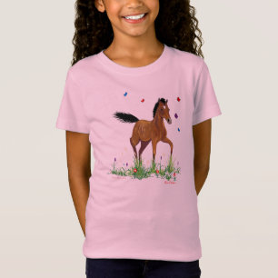 T-Shirt Bébé de filles de poulain et de papillons - la