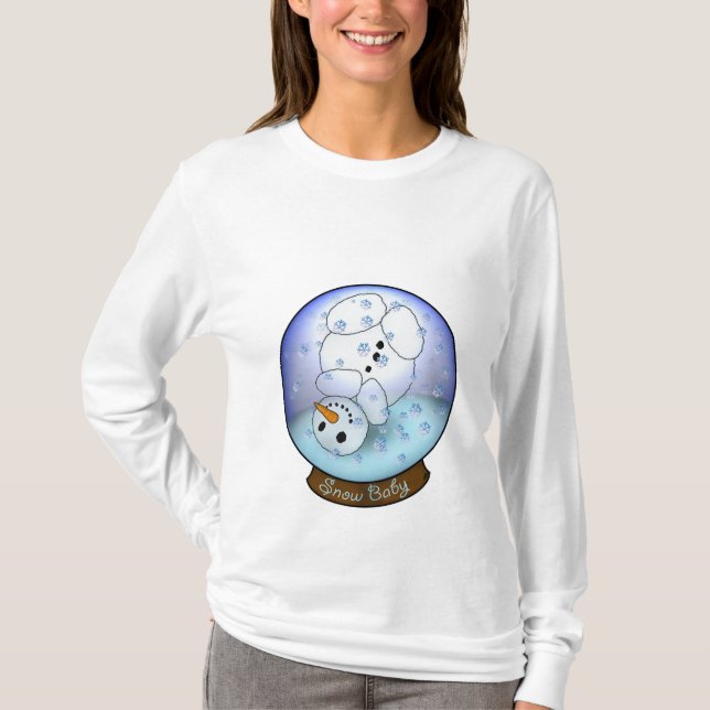 T-shirt Bébé de globe de neige de bonhomme de neige (Devant)