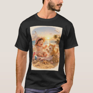 T-shirt Bébé de la plage et joie du château de sable du ch