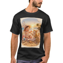 Bébé de la plage et joie du château de sable du ch