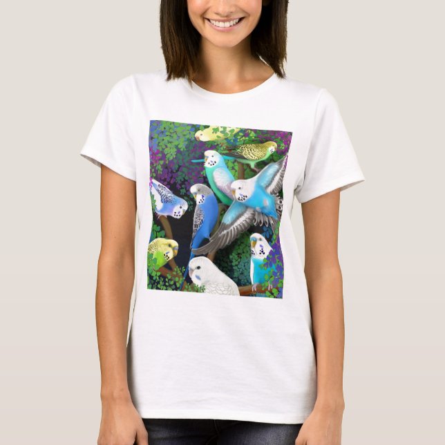 T-shirt Bébé de perruches de perruche et de dames de (Devant)