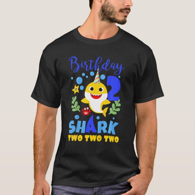 T-shirt Bébé de requin d'anniversaire pour garçon de 2 ans (Devant)