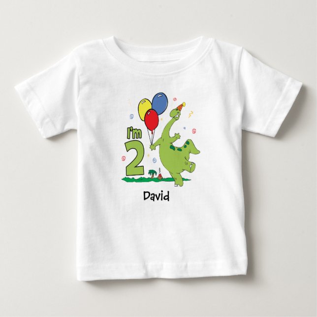 T-shirt bébé Dino 2e anniversaire (Devant)