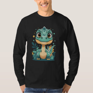 T-shirt Bébé dinosaure adorable Kawaii avec de grands yeux