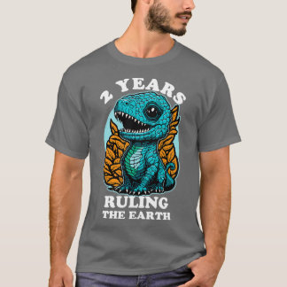 T-shirt Bébé Dinosaure Diriger La Terre 2 Ans Anniversaire