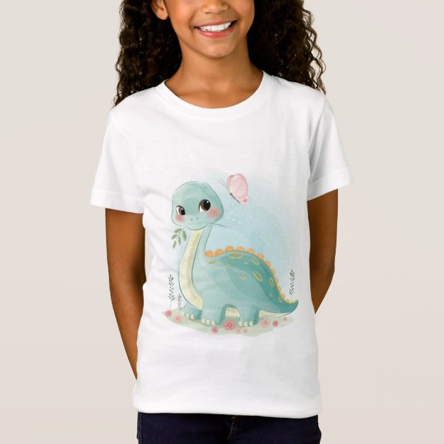 T-Shirt Bébé Dinosaure Et Papillon (Devant)