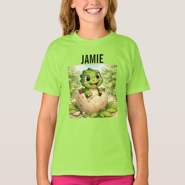 T-shirt Bébé Dinosaure Nouveau-Né Mignon (Devant)