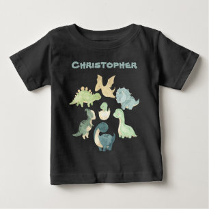 T-shirt bébé dinosaure personnalisé noir