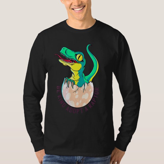 T-shirt Bébé dinosaure sortant d'un œuf rapace (Devant)