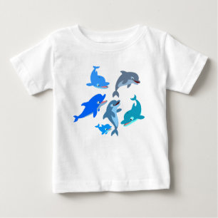 T-shirt bébé Dolphin Pod Cartoon mignon