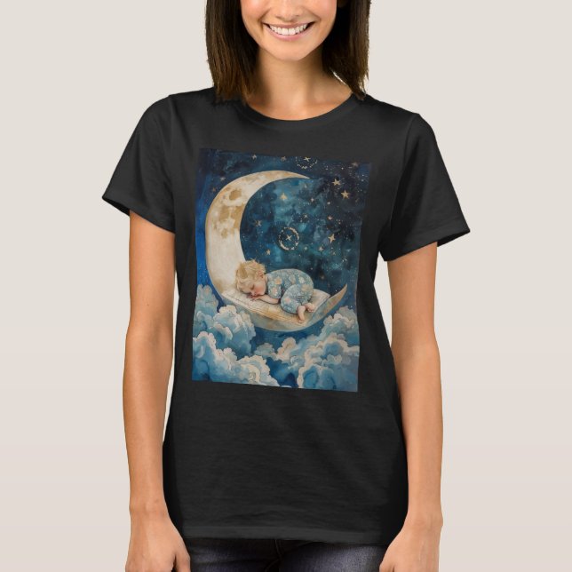 T-shirt Bébé dormant sur la Lune (Devant)