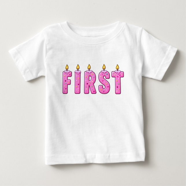 T-Shirt Bébé Double Face pour Premier Anniversaire (Devant)