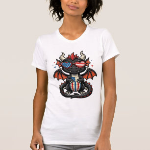 T-shirt Bébé dragon patriotique vintage vecteur conception