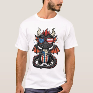 T-shirt Bébé Dragon Patriotique Vintage Vector Design de T