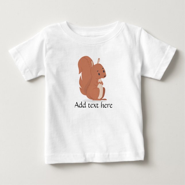 T-shirt bébé, Écureuil mignon, ajouter texte perso (Devant)