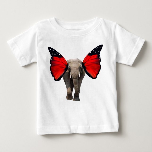 T-shirt bébé éléphant à ailes rouges (Devant)