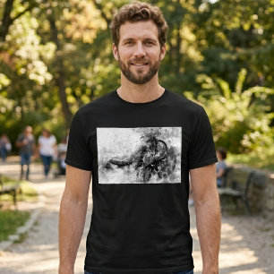 T-shirt Bébé éléphant mignon en noir et blanc, art à l'aqu