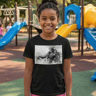 T-shirt Bébé éléphant mignon en noir et blanc, art à l'aqu