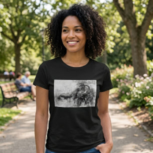 T-shirt Bébé éléphant mignon en noir et blanc, art à l'aqu