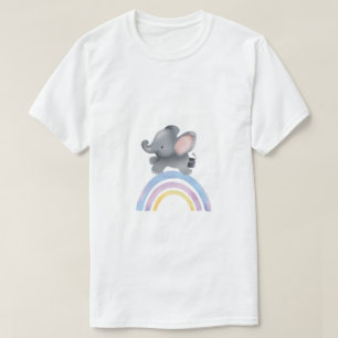 T-shirt bébé éléphant sur arc-en-ciel aquarelle