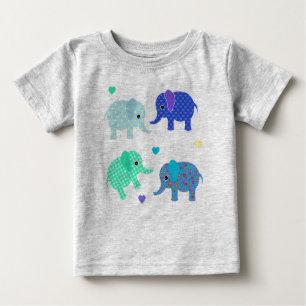 T-shirt bébé éléphants bleu et vert