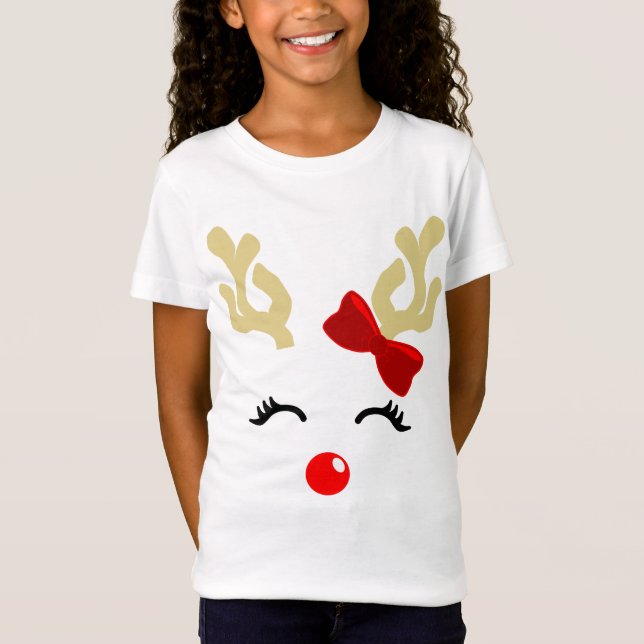 T-Shirt Bébé fille Rudolph Reindeer (Devant)