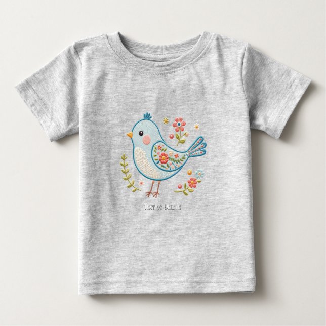 T-Shirt Bébé Fleur Little Blue Bird (Devant)