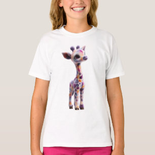 T-shirt Bébé girafe galaxie pastel coloré pour enfants