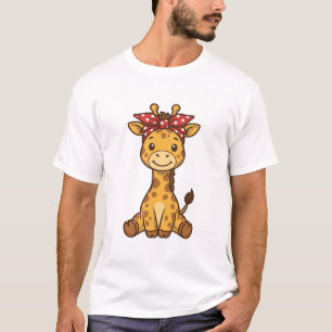 T-shirt Bébé girafe mignon avec noeud papillon design vect