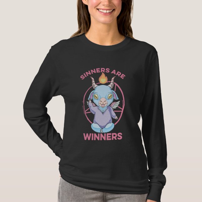 T-shirt Bébé Goth Pastel Baphomet Les Pécheurs Sont des Ga (Devant)