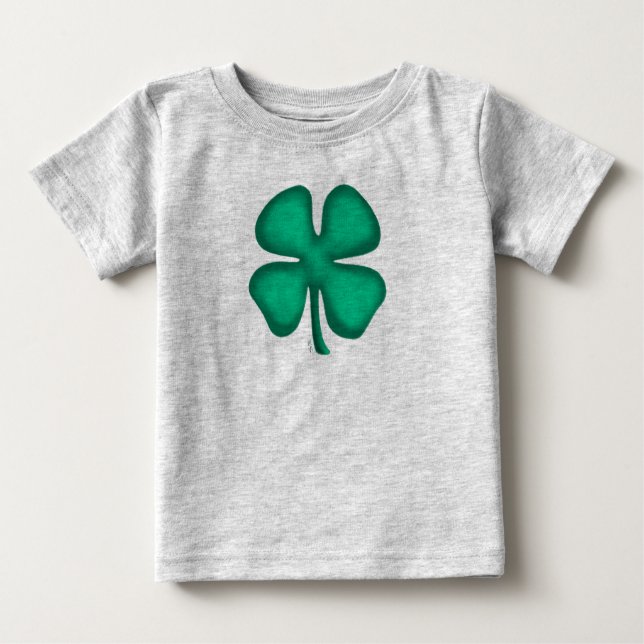 T-shirt bébé gris Clé 4 feuilles Lucky irlandais (Devant)