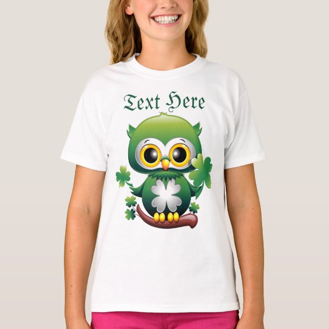 T-shirt Bébé Hibou Mignon St Patrick Dessin Animé (Devant)