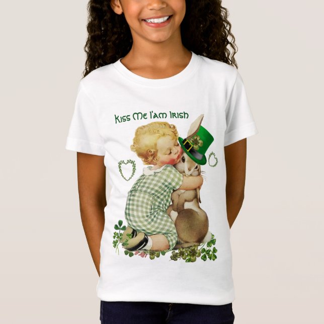 T-Shirt BÉBÉ HUGING RABBIT LEPRECHAUN CASQUETTE, Saint Pat (Devant)