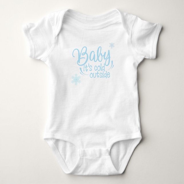 T-shirt Bébé Il fait froid dehors Blue Snowflake (Devant)