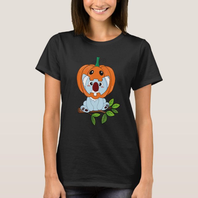 T-shirt Bébé Koala Avec Casque De Citrouille D'Halloween   (Devant)
